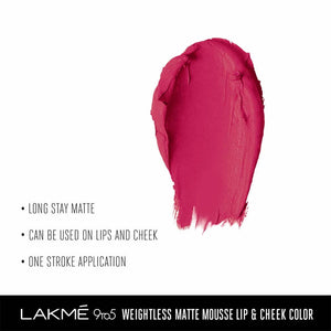 Lakme 9 To 5 Weightless Mousse Lip & Cheek Color - Fuchsia Sude - Distacart