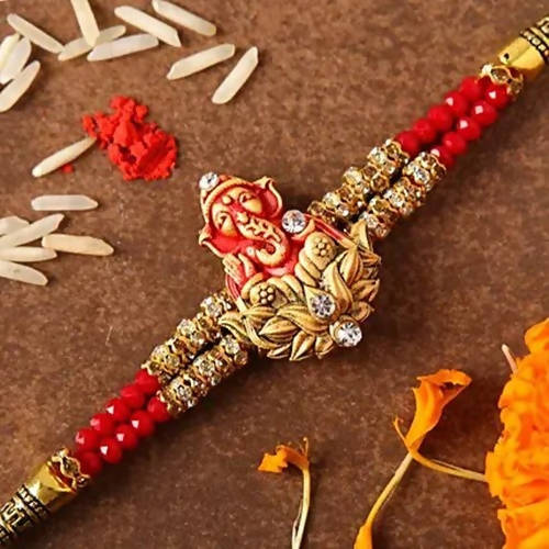 Ganesha Sacred Rakhi & Kaju Rolls Box - Distacart