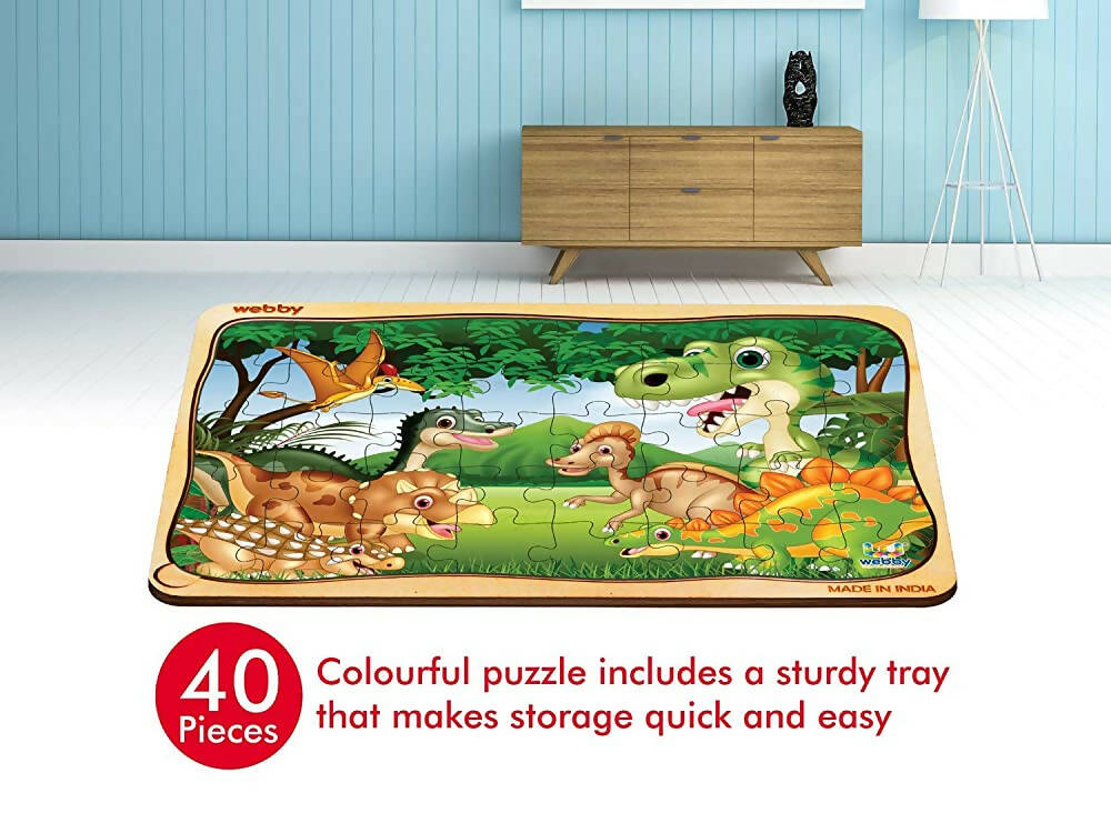 Webby Dinosaurs in Jungle Wooden Jigsaw Puzzle-40 Pcs - Distacart