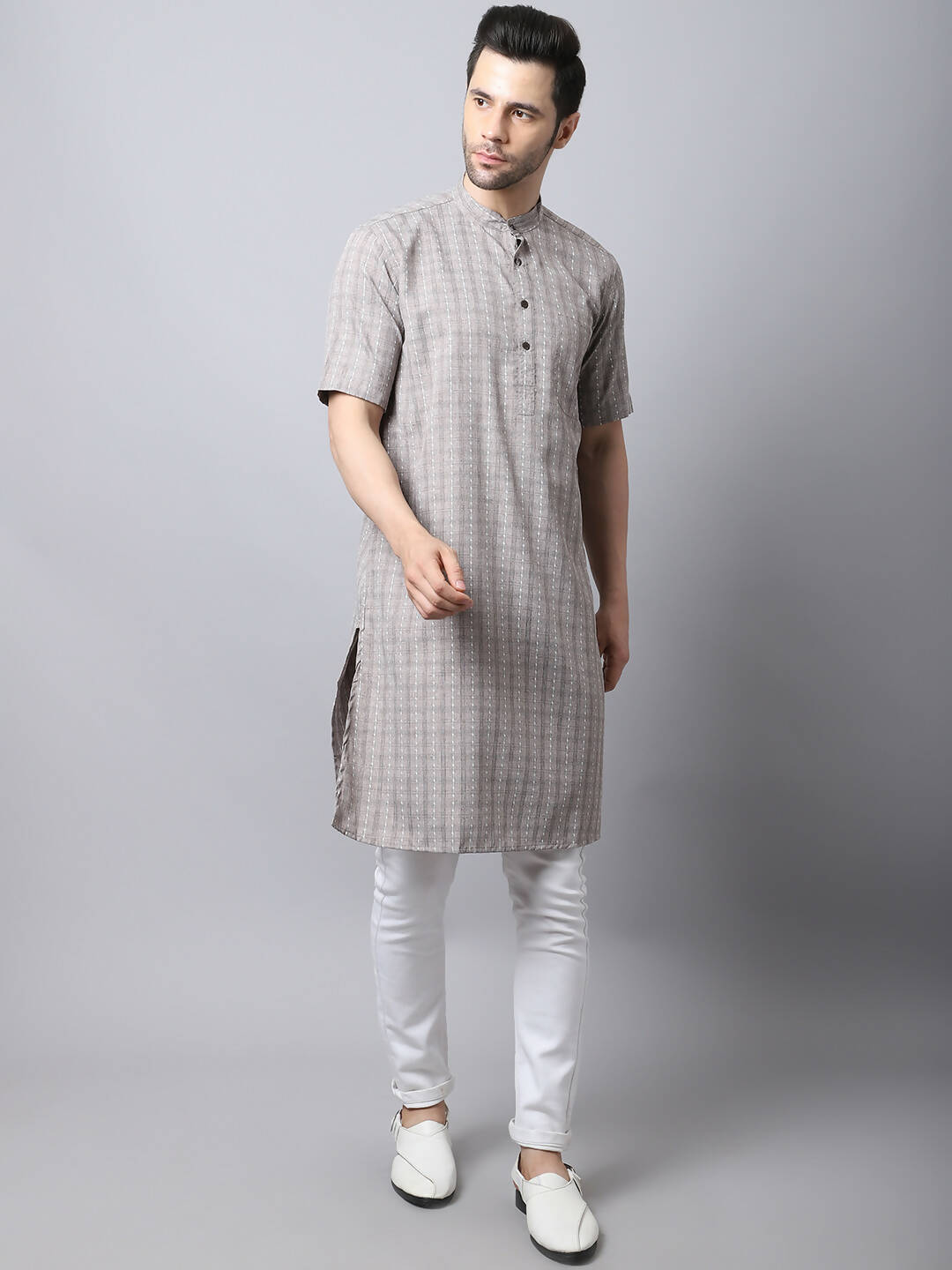 Even Apparels Yellow Pure Cotton Kurta With Band Collar - Distacart