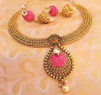 Thumbnail for Multicolor Antique Jhumka Necklace Set