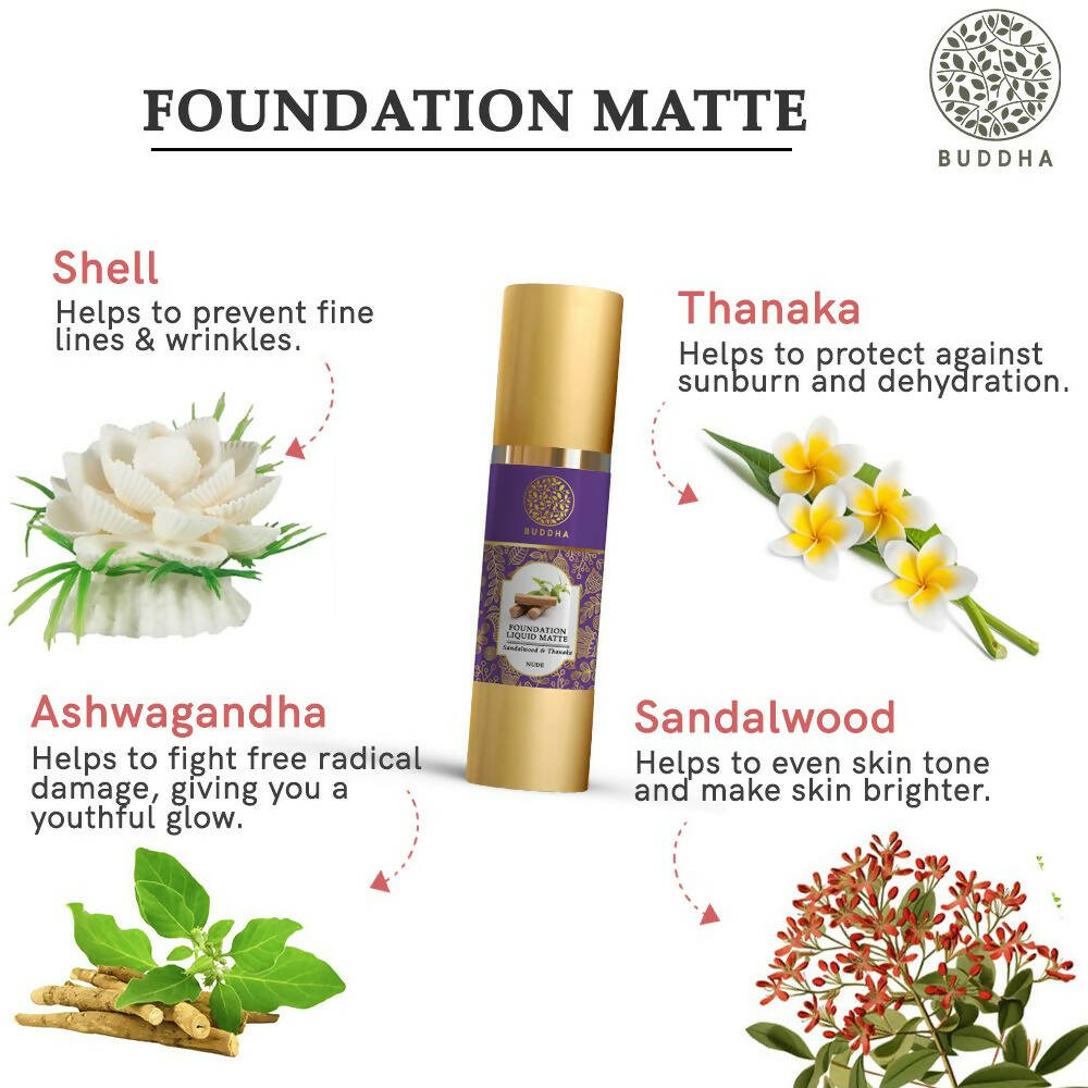 Buddha Natural Liquid Foundation Matte Nude - Distacart