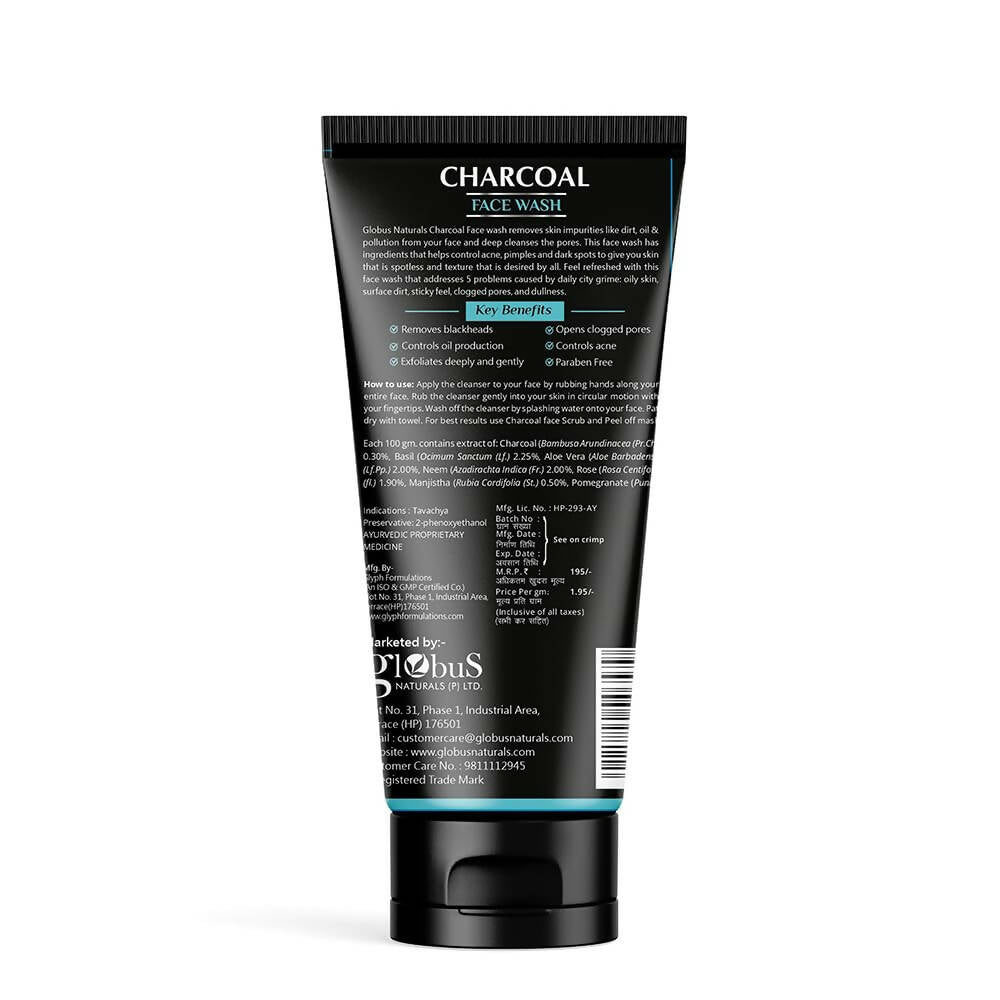 Globus Naturals Anti Pollution & Anti Acne Charcoal Face Wash - Distacart