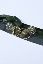Thumbnail for Mominos Fashion Johar Kamal Beautiful Kundan Work Jhumka With White Beads - Distacart