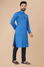 Thumbnail for Men's Blue Striped Cotton Kurta - Mahotsav - Distacart