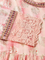 Thumbnail for Peach Cotton Paisley Printed Fit & Flare Dress - Yukti - Distacart