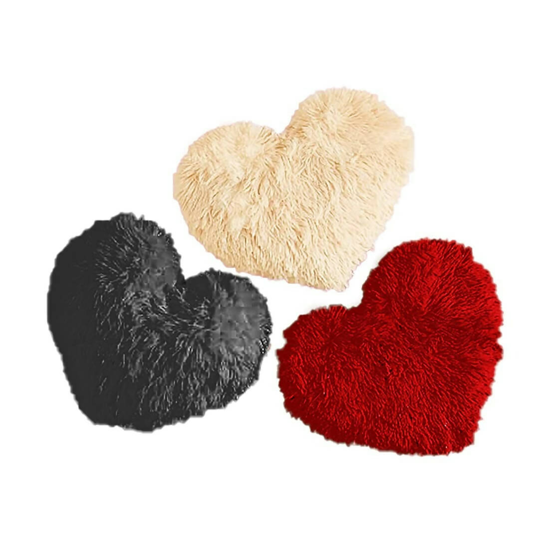 Pickkart Heart Shape Fur Cushions - Soft Fluffy Complete Pillow Multi-Color - Distacart