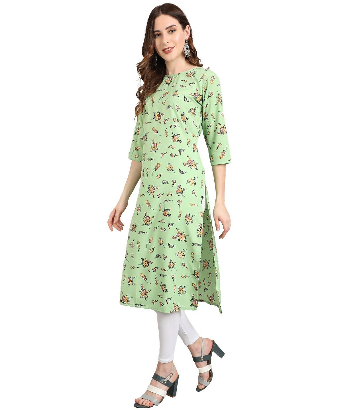Vamika Pista French Crepe Printed Party Wear/Casual Wear Kurti - Distacart