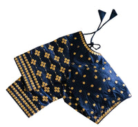 Thumbnail for Vamika Navy Blue Banglori Silk Embroidery Blouse - Distacart