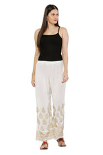 Thumbnail for PAVONINE White Color Golden Printed Rayon Fabric Sharara For Women - Distacart
