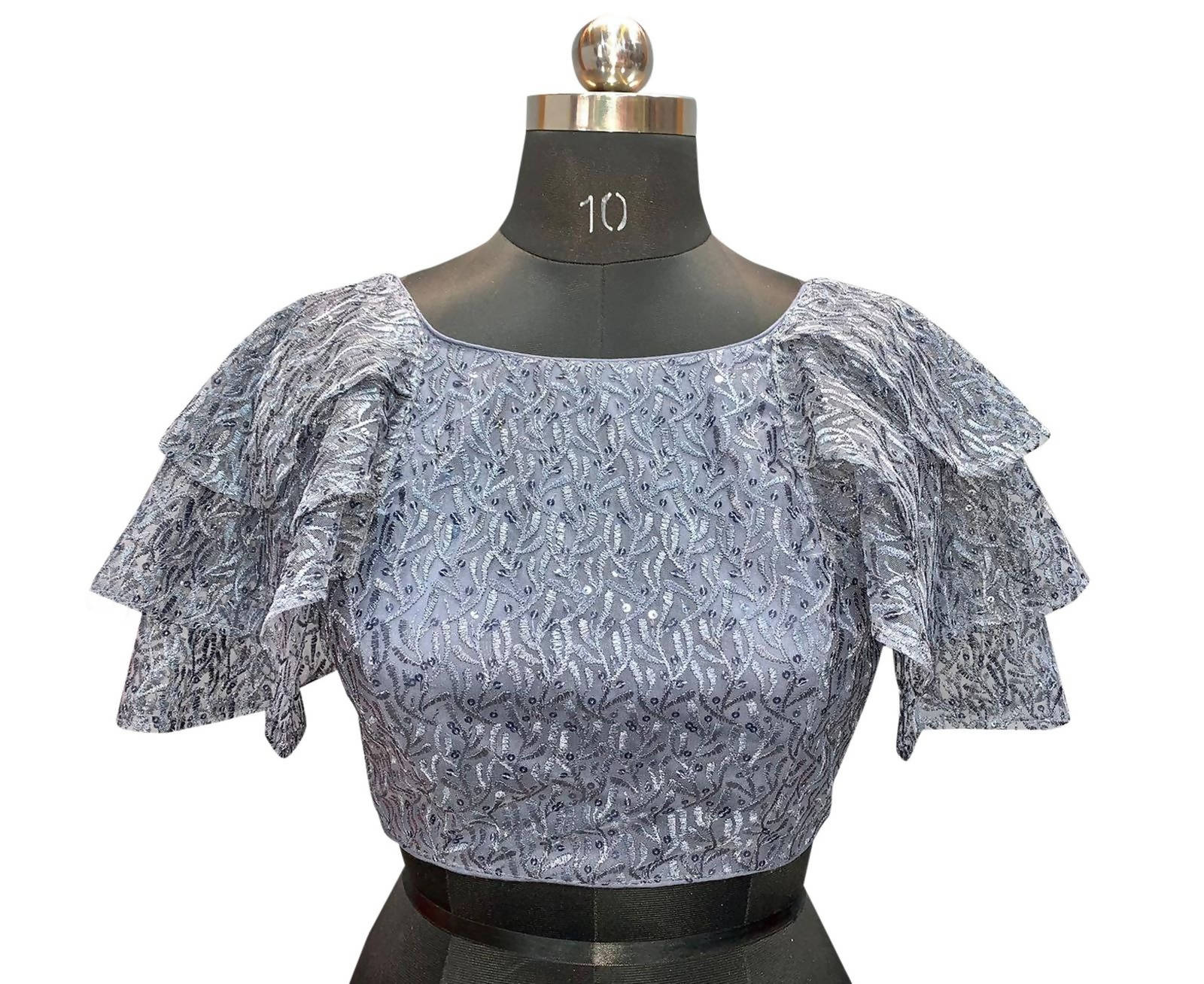 Vamika Grey Net Shifly Work Blouse - Distacart