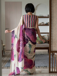 Thumbnail for Suta Beige Floral Pure Cotton Saree - Distacart