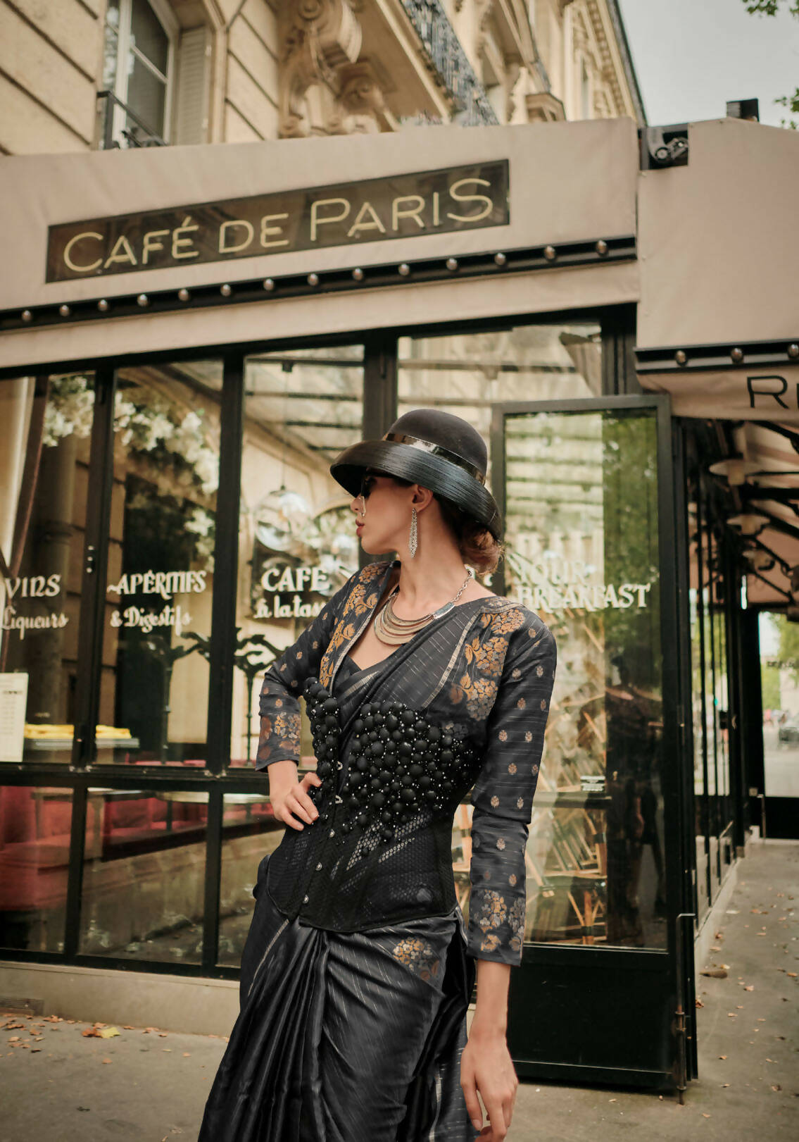 Tundora Black Weavead Thread & Zari Work, Handloom Weaving Banarasi Satin Silk Saree - Rajtex Kronicle Silk - Distacart