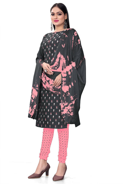 Black Slab cotton Printed Unstitched Dress Material - Tanvi - Distacart