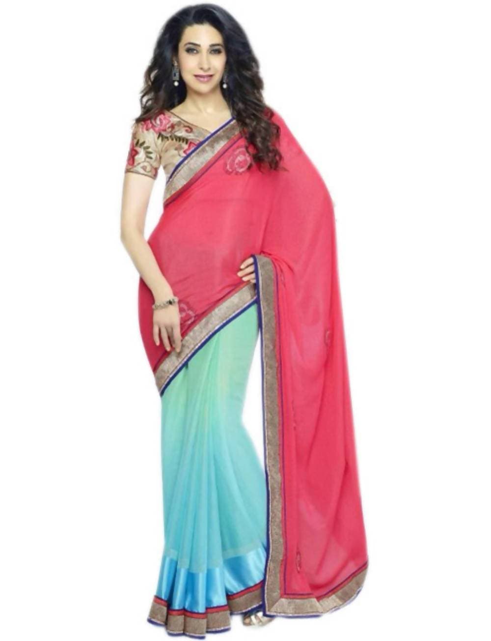 Vamika Karisha kapoor Multicolour Heavy work Blouse Saree