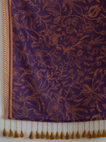 Thumbnail for Suta Purple Floral Pure Cotton Saree - Distacart