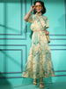 Green Rayon Tie dye Printed Top with Matching Skirt - Shivani - Distacart
