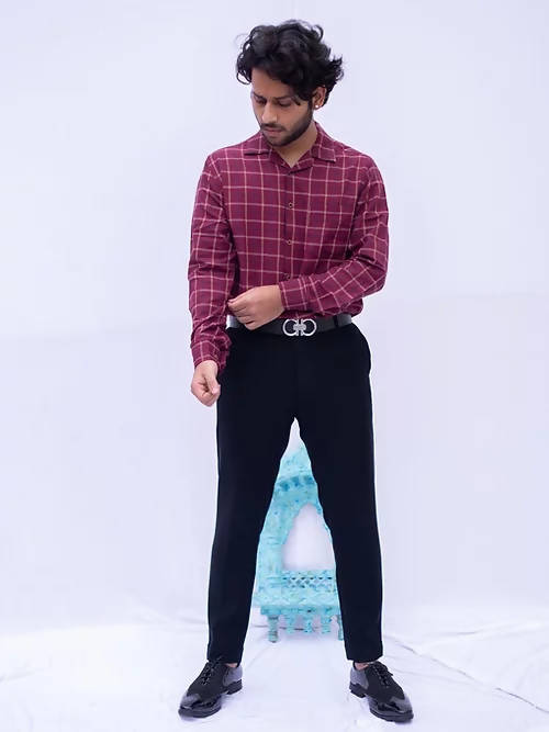 Diva Globe Checkard Lapel Collar Shirt - Distacart