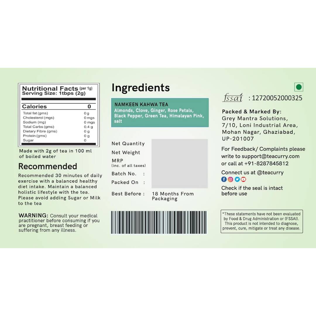 Teacurry Namkeen Kahwa Himalayan Pink Salt Tea Bags - Distacart