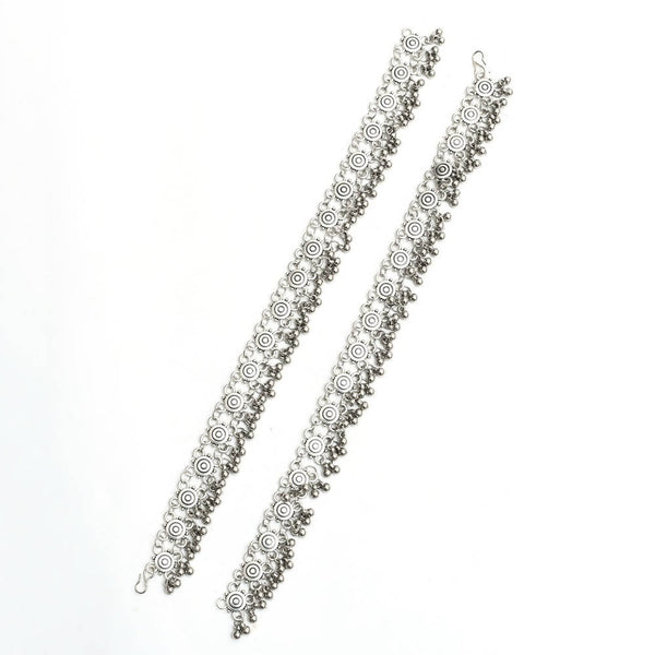 Mominos Fashion Kamal Johar Oxidised Silver Anklets For Bridal Wear