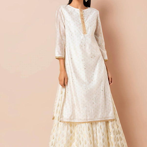 Indya White Embroidered Kurta - Distacart