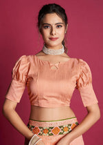 Thumbnail for Vamsee Peach Georgette Designer Saree - Distacart