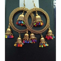 Thumbnail for Traditional Gold Plated Latkan Ring Earrings With Jhumkas And Pearls For Weddings