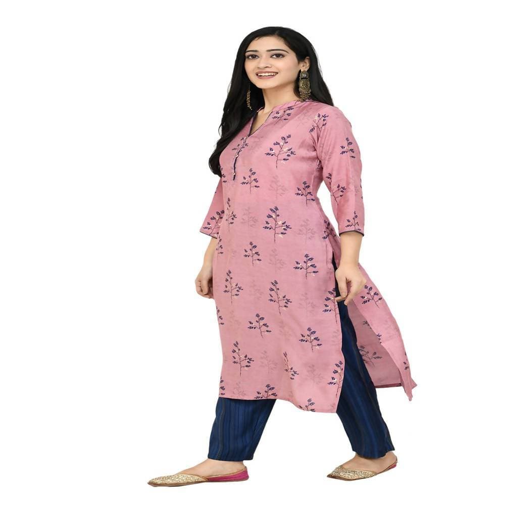 Lagi Women's Pink Printed Straight Kurta & Pant (MC41B)