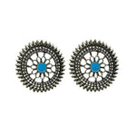 Thumbnail for Tiaraa Blue Silver Oxidised Stud Fashion Earrings - Distacart