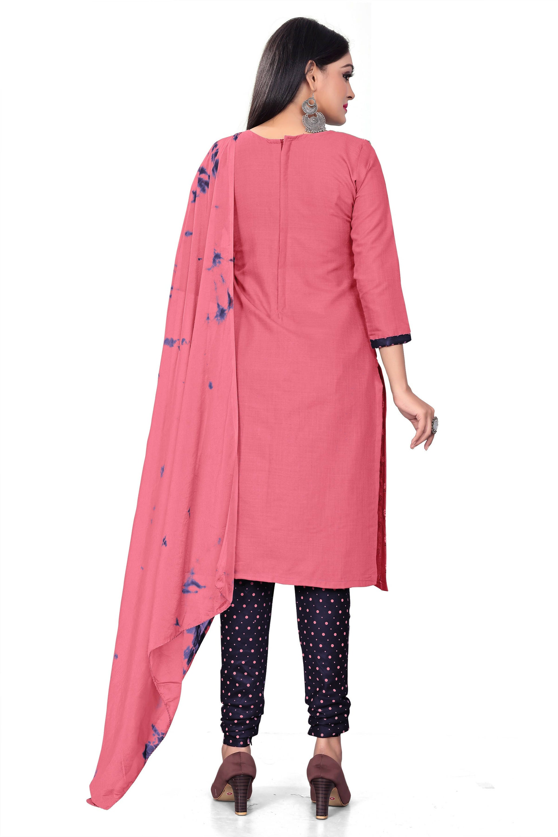 Pink Slab cotton Printed Unstitched Dress Material - Tanvi - Distacart