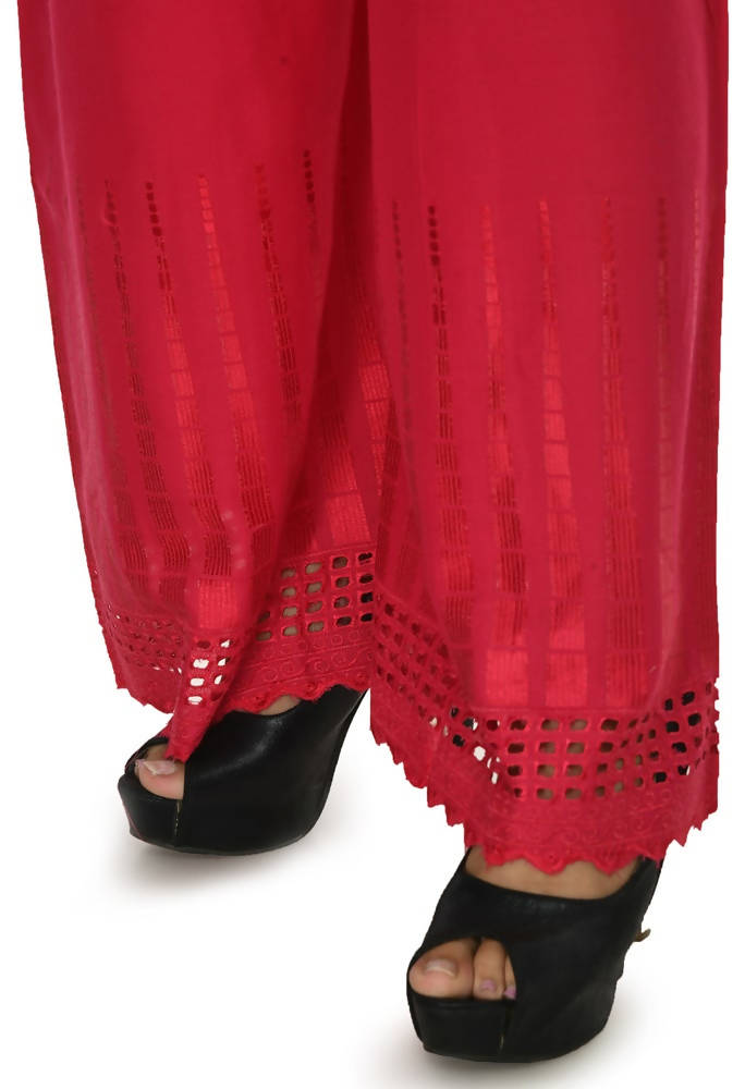 Mominos Fashion Moeza Reyon Cotton Magenta Cut Work Palazzo
