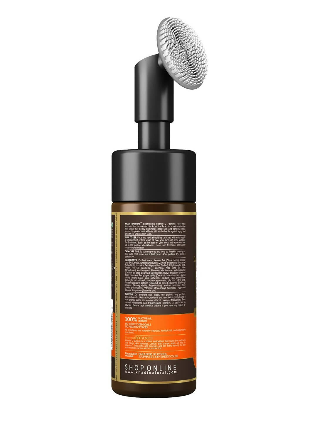 Khadi Natural Vitamin C Foaming Face Wash with In- Built Face Brush - Distacart