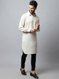 Thumbnail for Even Apparels Cream Color Cotton Solid Men's Kurta With Shirt Collar (LN027) - Distacart