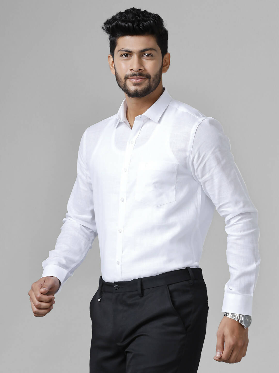 Ramraj Cotton Cotton Linen Full Sleeve White Shirt - Distacart