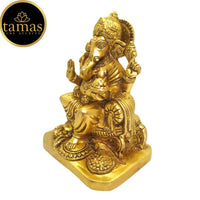 Thumbnail for Tamas Brass Lord Ganesh Lakshmi Statue (Golden) - Distacart