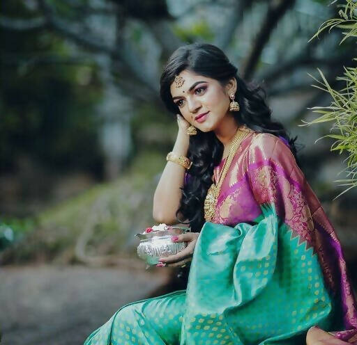 DEIANA'S Beautiful Golden Jari with New Design Soft Lichi Silk Saree - Sky - Distacart