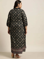 Thumbnail for Juniper Women`s Dark Blue Rayon Fusion Wear Printed A-line Dress - Distacart