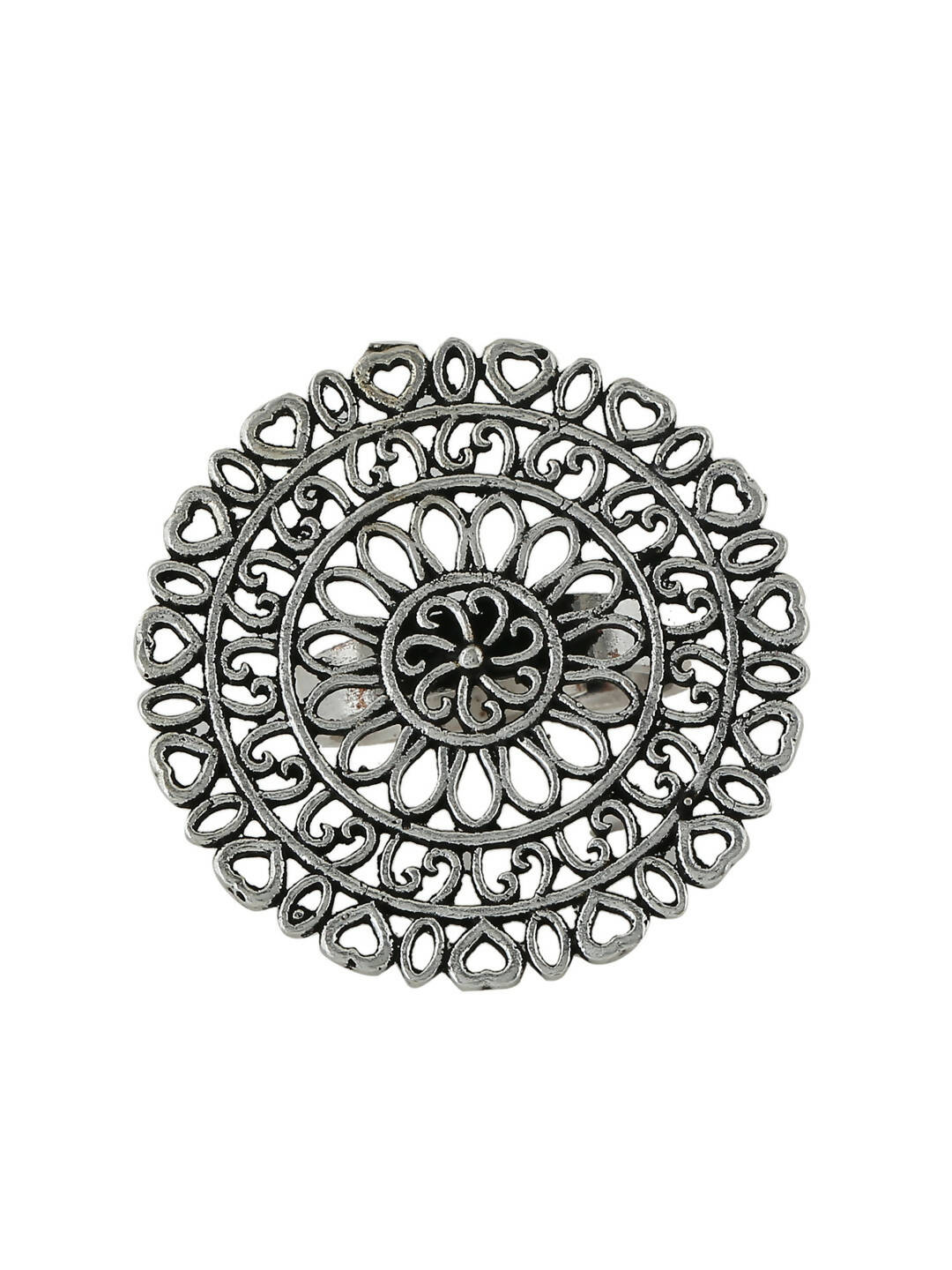 NVR Women Oxidised Silver-Plated Adjustable Finger Ring - Distacart