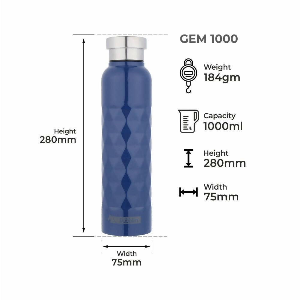 Dubblin Gem Stainless Steel Fridge Water Bottle - Distacart