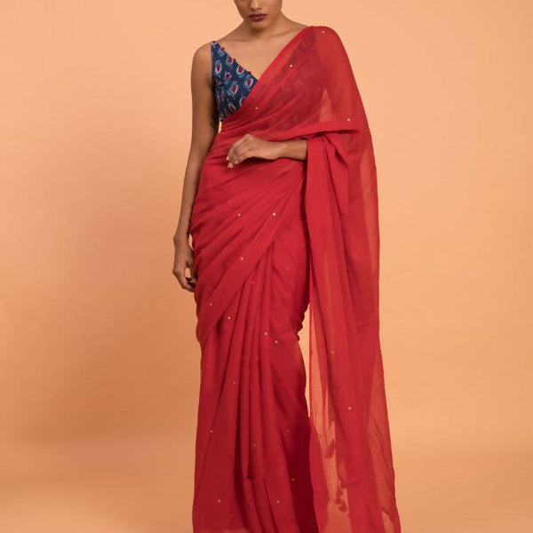 Suta Red Embellished Sequinned Pure Cotton Saree - Distacart