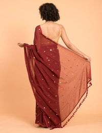 Thumbnail for Suta Maroon Embellished Sequinned Pure Cotton Saree - Distacart