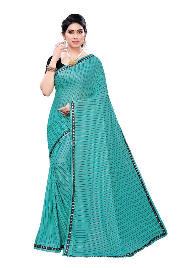 Vamika Rama Green Malai Silk Printed Saree (Zigzag Rama)