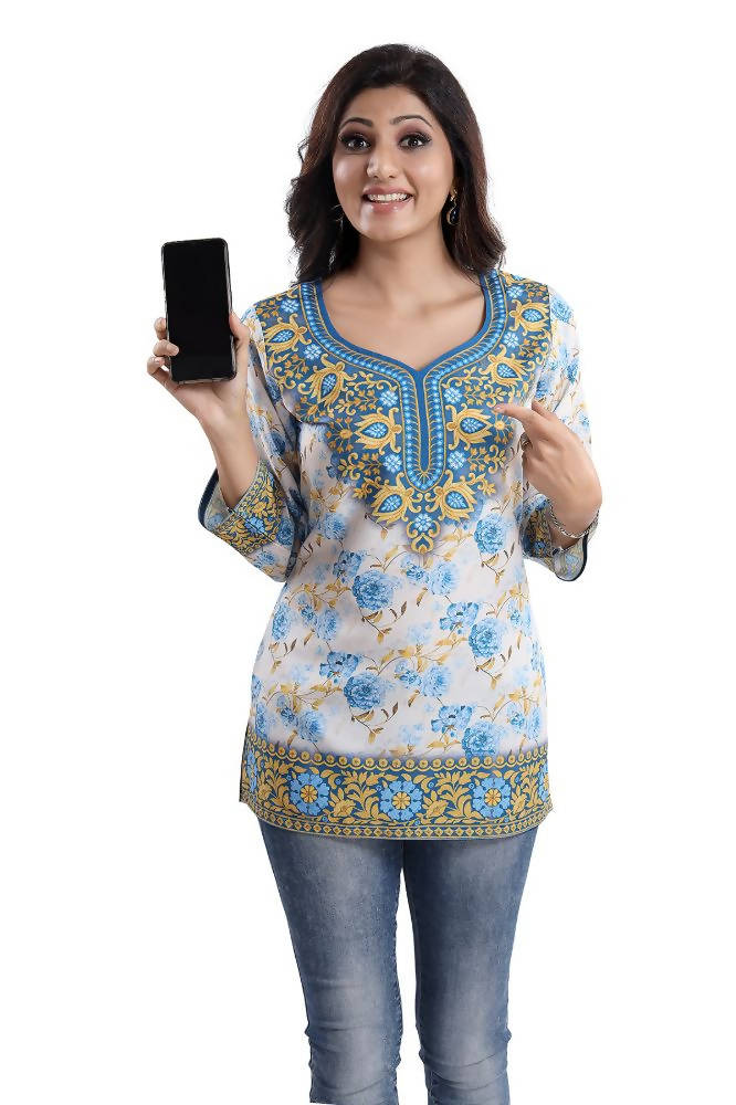Snehal Creations Best Stylish Faux Crepe Printed Short Kurti Tunic