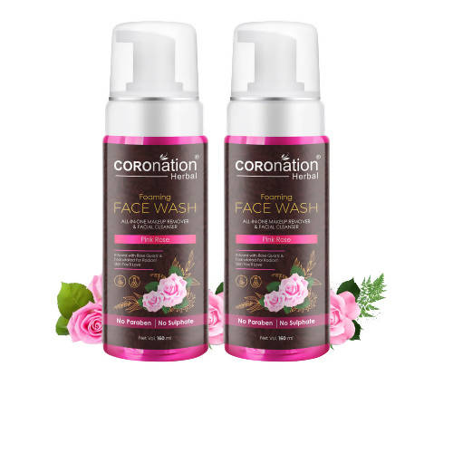 Coronation Herbal Pink Rose Foaming Face Wash - Distacart