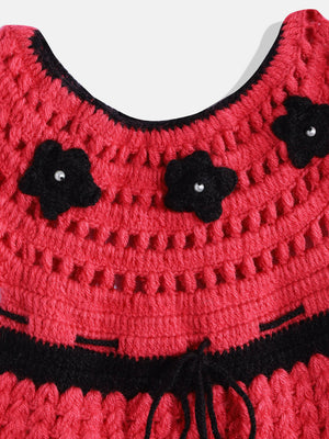 ChutPut Hand knitted Crochet Wool Queen Dress - Pink - Distacart