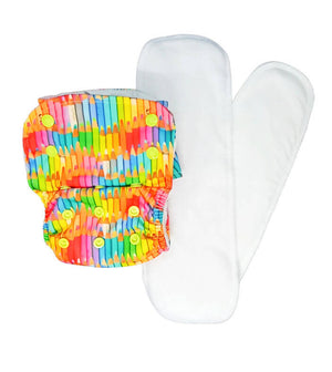 Kindermum Nano Aio Cloth Diaper With 2 Organic Cotton Inserts- Colourful Art For Kids - Distacart