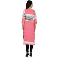 Thumbnail for Kanoor Women's pink A line Round neck kurti