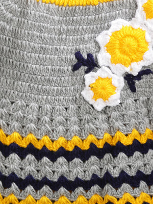 ChutPut Hand knitted Crochet Bumblebee Wool Dress - Grey - Distacart