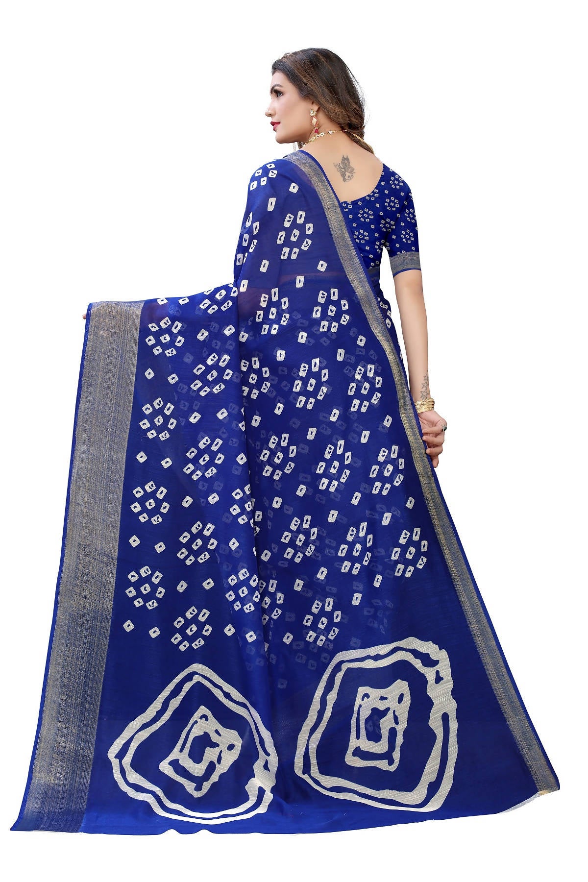 Vamika Beautiful Blue Linen Jari Border Saree (RADHIKA BLUE) - Distacart