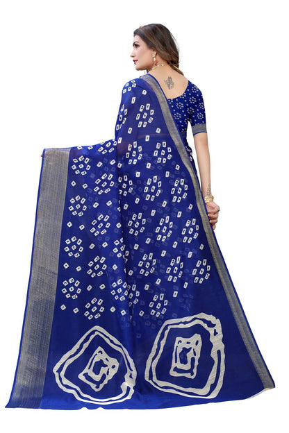 Vamika Beautiful Blue Linen Jari Border Saree (RADHIKA BLUE) - Distacart
